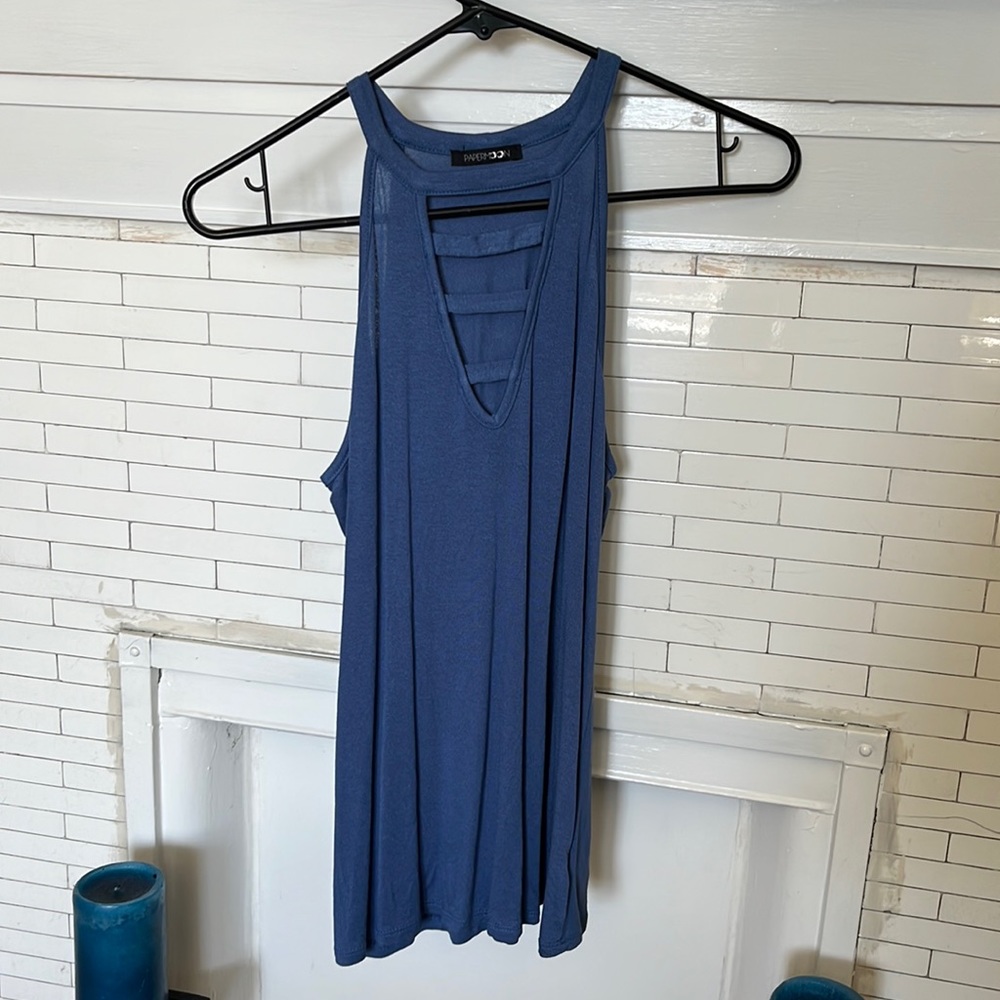 Blue Tank Top with cit outs